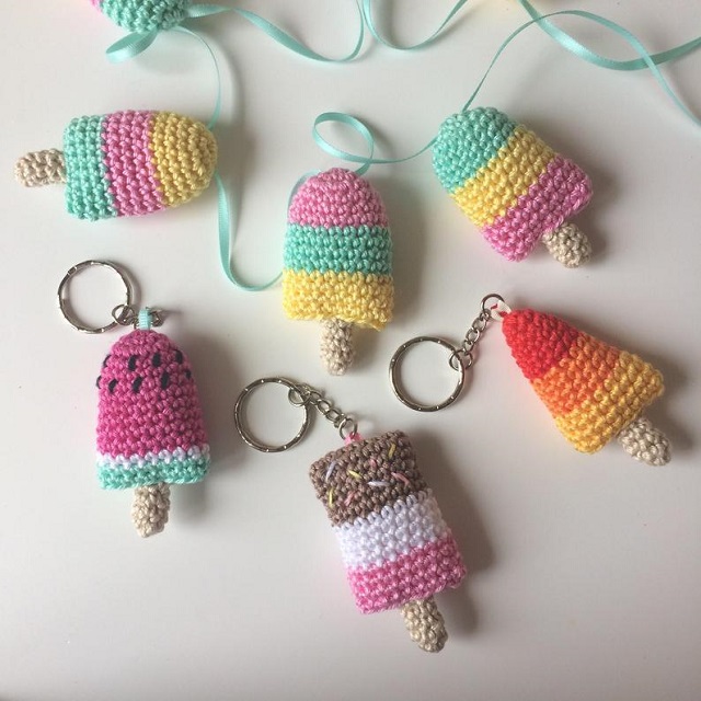Chaveiros diversos sorvete amigurumi